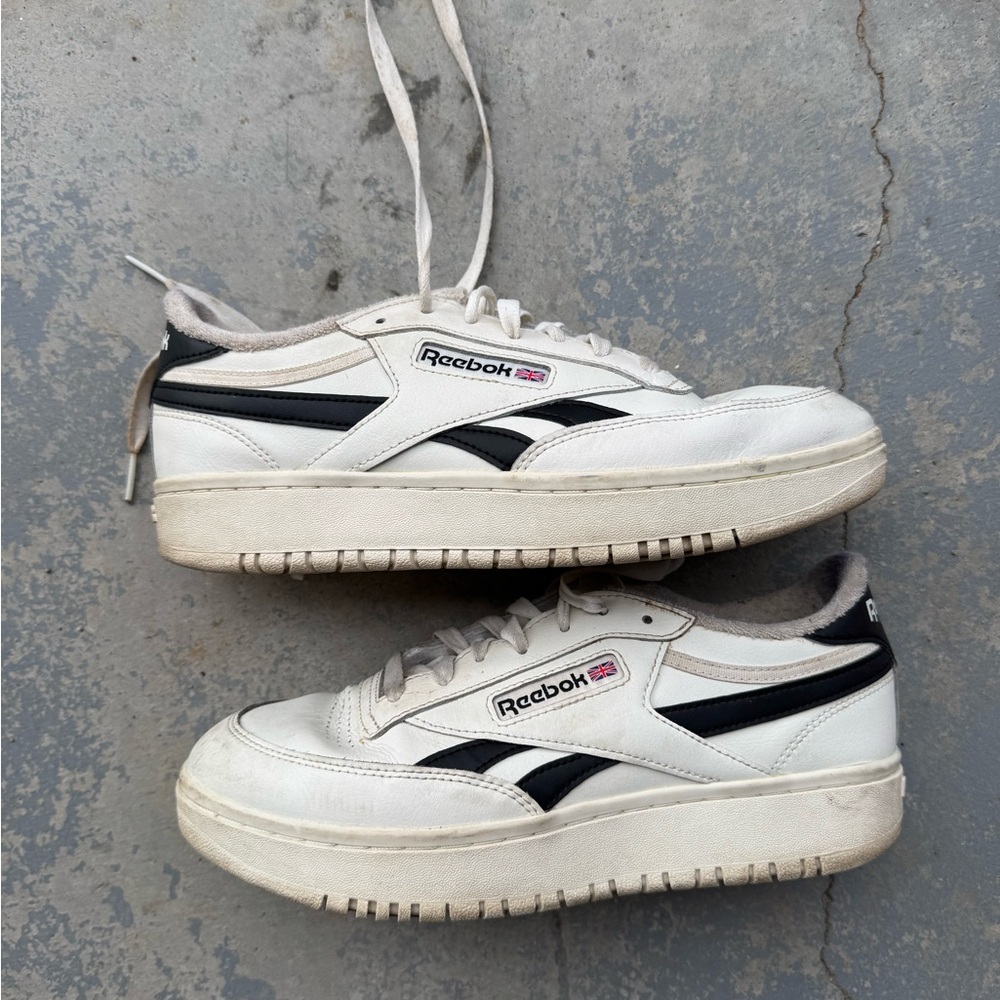 Reebok Women’s Club C Double Sneakers Black and White